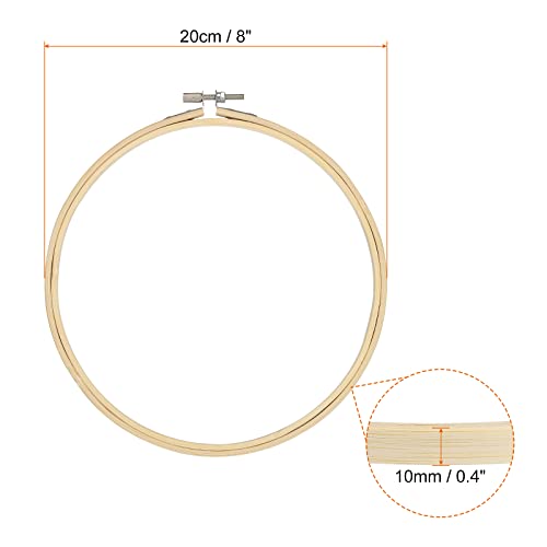 PATIKIL 12 Pieces 8 Inch Embroidery Hoops Round Adjustable Bamboo Circle Cross Stitch Hoop Ring Bulk for Embroidery Art Craft Handy Sewing Decoration - size: 8 Inch