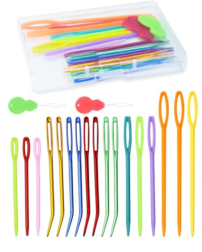 FIVEIZERO 19 Pcs Yarn Needles Set, Assorted Yarn Needles Bent Tapestry Needle Weaving Needle Darning Needles Plastic Needles Large Eye Blunt Knitting Needles for Sewing Crochet 03 - color: Colorful 19PCS