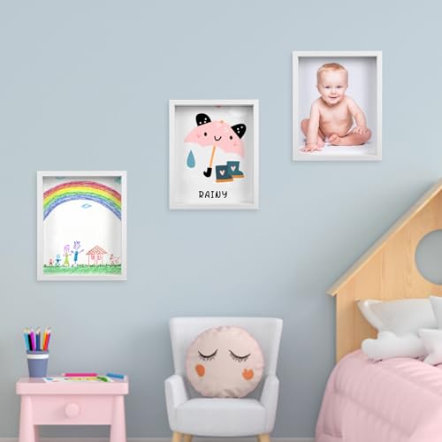 4 Pack 8*10 Shadow Box Frame, Shadow Boxes Display Cases 3D Wood Deep Shadow Box Plexiglass Shadow Boxes with Adhesive Tape for Photos, Dried Flowers, Valentines Day Handicrafts Picture Frame(White) - color: 4pcs-white, size: 8*10