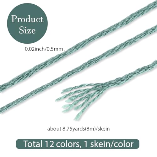 12 Skeins 6 Ply Candy Color Embroidery Floss for Hand Sewing - color: Light Color