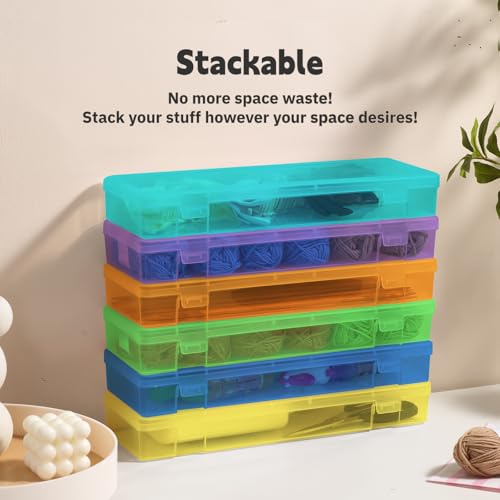 novelinks Plastic Pencil Boxes and Small Plastic Containers with Lids - color: 6 Pack Large -Color