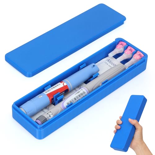 YOUSHARES Travel Case for GLP-1 Pens, Portable Insulin Pen Case with Adjustable Slots for Different Sized GLP1 Pens, Waterproof Storage Organizer Diabetes Pen Protector for Travel and Daily Use - color: P2_blue