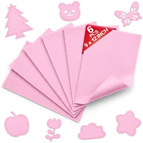 Baby Pink Soft Felt Sheets for Crafts, 9" x 12", 1.6mm Thick, 6 Pcs - color: Baby Pink