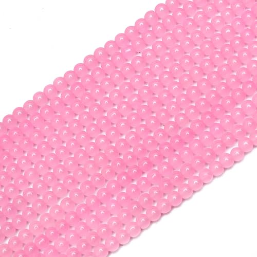 400PCs 4mm Light Pink Jade Glass Beads Bulk, Round Smooth Hole Glass Crystal Beads for Jewelry Making, DIY Bracelets, Necklaces, Bag Charms, Keychains and Craft Projects - color: Jade Light Pink, size: 4MM