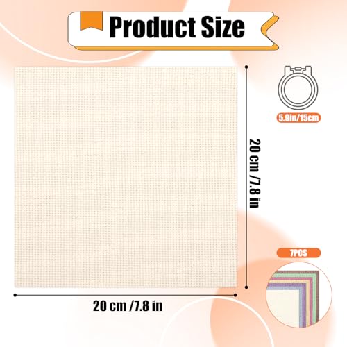 7 PCS Pre-Cut Punch Needle Fabric Tufting Cloth (7.8 x 7.8 Inch) - size: 7.8 x 7.8 Inch