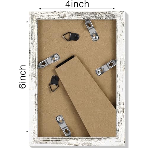 Vittanly 4x6 picture frame, Matted for 3.5x5 Photos, Distressed White - color: Distressed White, size: 4x6