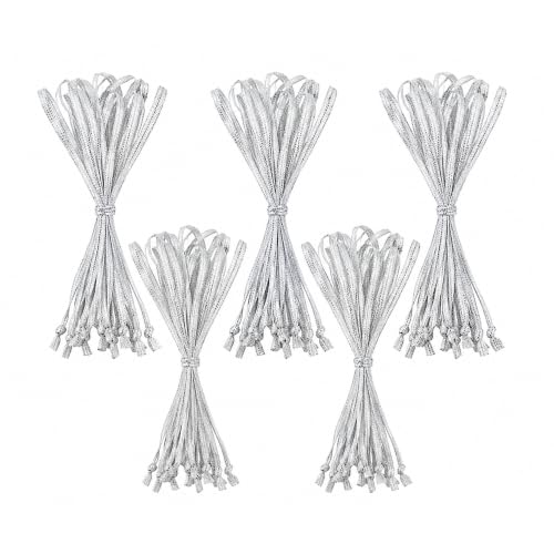 Mandala Crafts Silver Christmas Ribbon Ornament Hangers Loops, 100 PCs - color: Silver