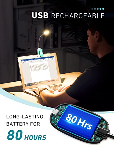 Monotremp Rechargeable Book Lights for Reading at Night, Clip-On 3 Colors - color: Turquoise