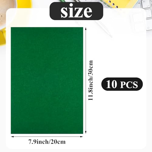 10PCS Green Self Adhesive Felt Fabric Sheets Sticky Felt Sheets for Craft Supplies Art Home Making（8.3" x 11.8"/20 x 30cm） - color: Green