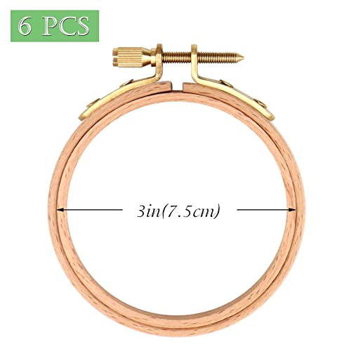 ZOCONE 6 PCS Beech Wood Embroidery Hoops, Wood Circle Hoop Ring Cross Stitch Hoop for Embroidery, Cross Stitch, Needlework, Art Craft Handy Sewing and Christmas Decoration (Size-3") - style: Size-3"