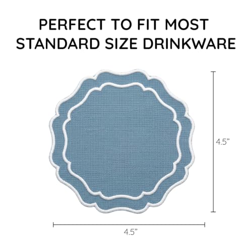 Linen Coasters for Drinks, Set of 6, 6 inch, Marine - color: 1261 - Marine, size: 6 inches