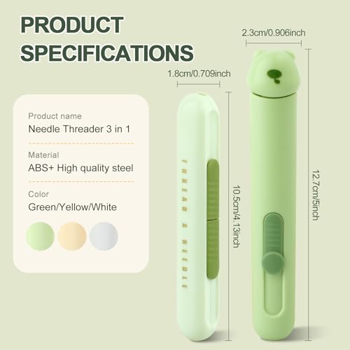 Automatic Needle Threaders Seam Ripper, Upgraded 3 in 1 Sewing Needle Threader Tool, 2Pcs Stretchable Quick Seam Rippers with Needle Storage for Hand Quilling, Embroidery Stitch Removal(Green) - color: Green