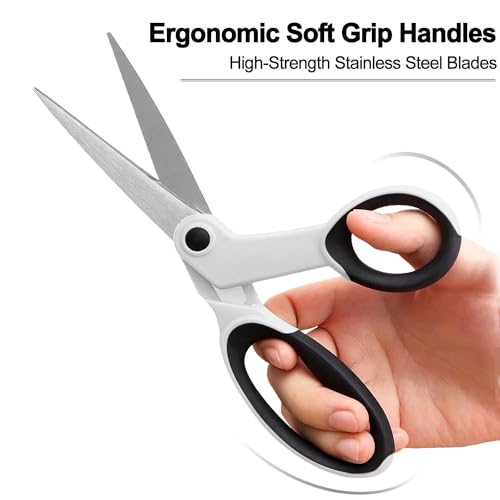 SCAIKTIG Premium Sewing Scissors Bundle, 8" Heavy Duty Fabric, 5" Embroidery, 4" Small Detail Scissors, 5" Thread Snips, Tailoring, Dressmaking, Quilting, Arts&Craft Supplies, White - color: White(8"/5"/5"/4")