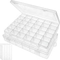 Bead Organizer Storage 2 Pack 36 Grid Jewelry Tackle Craft Box Adjustable - color: 2 Pack