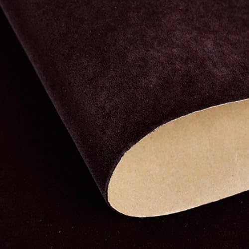 Self Adhesive Plush Velvet Fabric Sheets Velvet Flock Paper Roll Soft Flocking Fabric for Jewelry Box Felt Liner Furniture DIY Arts and Crafts 14 x 98 Inches Brown - color: Brown, size: 98"L x 14"W