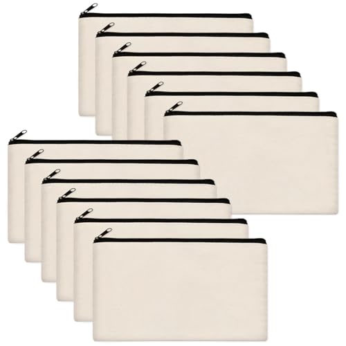 Legigo Blank Canvas Bags Zipper Pouch Makeup Bags Pencil Pouch Bulk - color: Beige