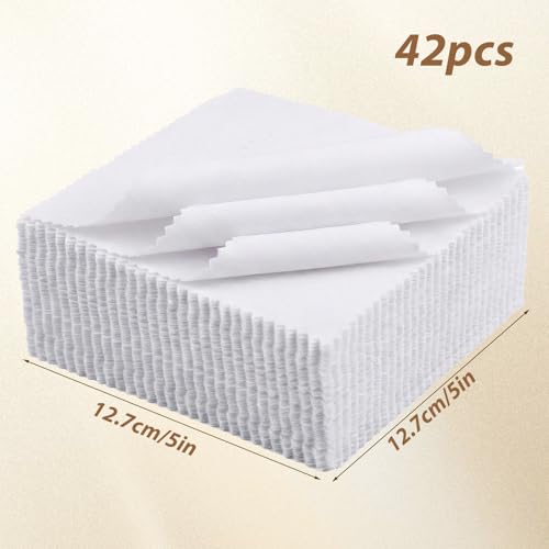 42 Pack 5 Inch Cotton Fabric Squares, Solids White Charm Pack Precut Fabric Squares for Quilting