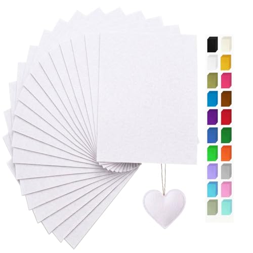 White Felt Fabric Sheets Stiff 20 Pcs 8" X 12" 1mm Thick - color: White
