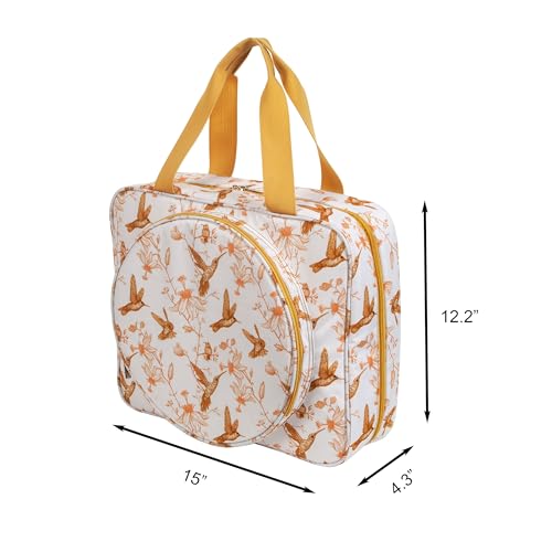 Portable Square Cross Stitch Starter Kits Bag Embroidery Project Bag Embroidery Tool Storage Tote Bag with Multifunctional Pockets, Bag Only (Bird Pattern) - color: Bird Pattern