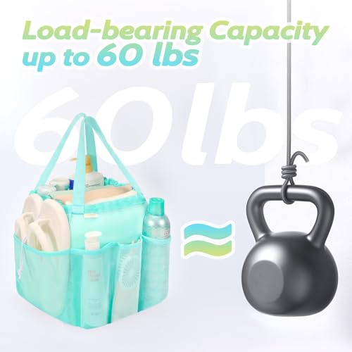 famichan Mesh Shower Caddy Portable, Dorm Room Essentials for College Students Girls and Guys, Blue Large Capacity Shower Bag for Bathroom,Camping,Gym - color: BLUE