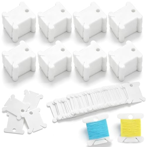 400 PCS Embroidery Floss Bobbins, Plastic Embroidery Floss Organizer, Embroidery Thread Cards for Cross Stitch Thread Holder Sewing Storage - color: White