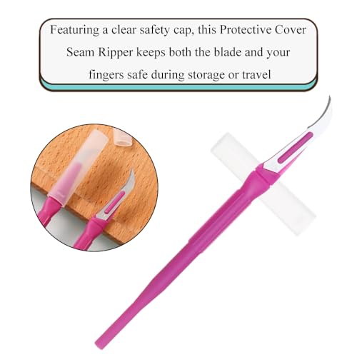 HAHIYO Pink Seam Ripper Ergonomic Grip Thread Stitch Remover Sewing Stitch Cutter Thread Ripper Unpicker Sewing Supply for Crafting Notions Quilting Hem with Cylindrical Handle, 5.3-Inch 2PCs