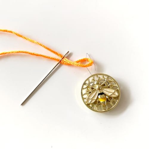 2 Pieces Bee Needle Minders, Magnetic Needle Keeper, Needle Threader, Cross Stitch Embroidery Sewing Needlework Tools