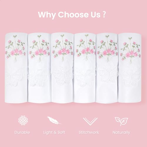 Selected Hanky Women's Cotton Handkerchiefs, Ladies Hankies, Pink Floral - color: Pink Floral