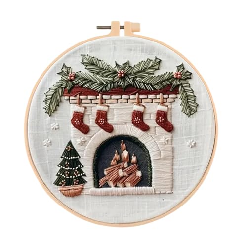 Huacan Embroidery Kit for Beginners Adults, Easy Needlepoint Kits for Adults with Stamped Embroidery Patterns. (Chimney) - style: Chimney
