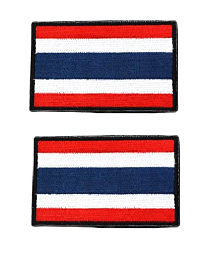 Uijokdef 2 PCS Asia Flag Patches Hook and Loop Fastener Embroidered Tactical Military National Asia Patch (Thailand) - color: Thailand