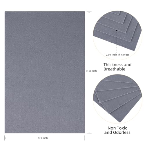 HaoFeiJH Gray Felt Fabric Sheets - 6PCS Felt Squares - 8x12 1 Colors Soft Felt Squares, 1.5mm for Sewing, Patchwork, Decoration, Embroidering, Book, DIY Craft - color: 0-grey