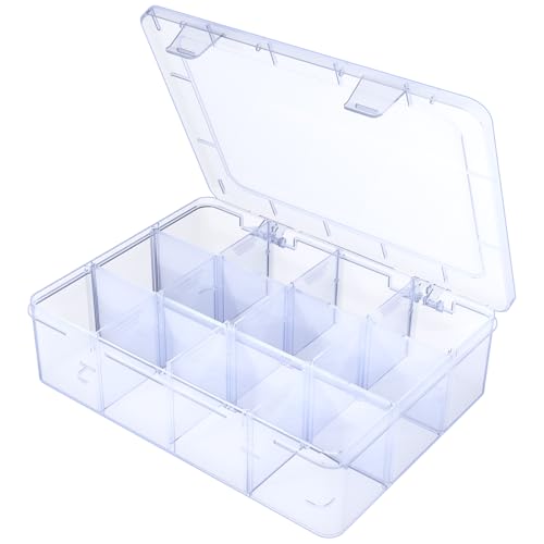 Clear Organizer Box,12 Grids Tackle Box Organizer with Removable Dividers - color: Clear, size: 1x Large 12 Grids