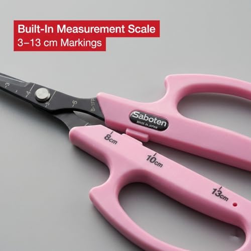 Saboten Fluorine Coated Angled Blade Trimming Scissors Pink PT-2 160mm Precision Gardening Bonsai and Floral Shears Made in Japan - color: Pink, size: Non-Stick Angled Blade