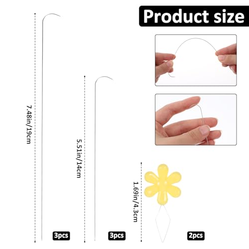 8Pcs Bead Spinner Needles Stainless Big Eye Beading Needles Curved Beading Tool with 2pcs Threaders for DIY Bead Jewelry Making Bracelet Necklace Crafts Supplies Accessories