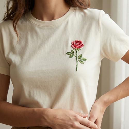 Stick and Stitch Embroidery Paper 4 Sheets, Water Soluble Embroidery Patterns Pre-Printed Wash Away Stabilizer, Dissolvable Floral Leaf Transfer Templates for Hand Sewing Clothes Canvas Bags Jeans