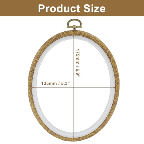 Marvexi 5Pcs Oval Embroidery Hoops 5.3"x6.9" Vintage Cute Faux Wood - style: 5.3" x 6.9"