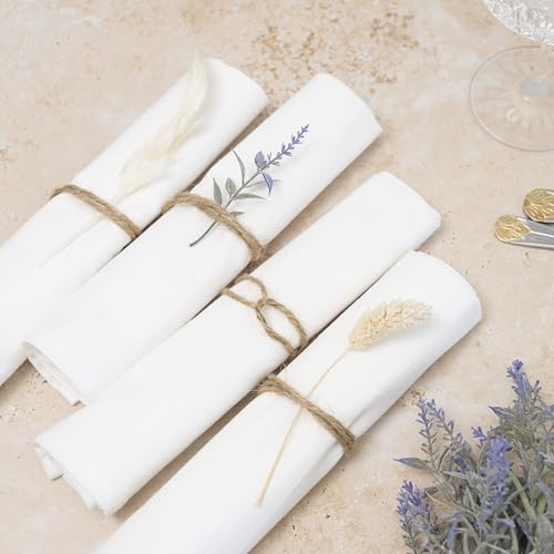 Reusable White Cloth Napkins - 12 Pack, 100% Cotton, 18”x18”, Washable White Cotton Napkins - Customizable, Personalizable and Easy to Embroider, Dye and Print (12 Pack) - color: White