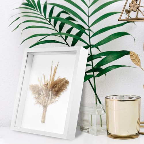 4 Pack 8*10 Shadow Box Frame, Shadow Boxes Display Cases 3D Wood Deep Shadow Box Plexiglass Shadow Boxes with Adhesive Tape for Photos, Dried Flowers, Valentines Day Handicrafts Picture Frame(White) - color: 4pcs-white, size: 8*10