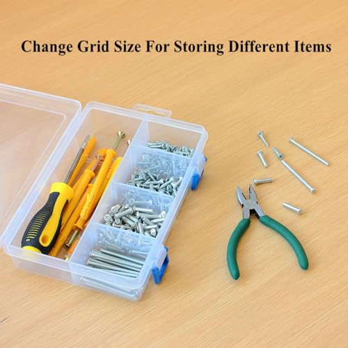 3 Pack Plastic Parts Storage Case and Adjustable Divider Box for Hardware and Craft, 8 Grids, Clear - size: 8 Grids