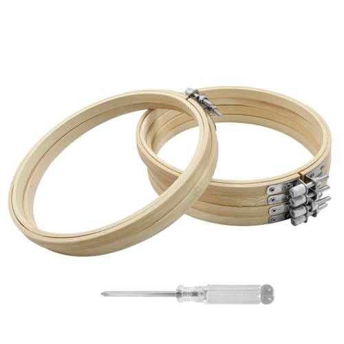 Biaungdo 6 Inch Embroidery Hoops, Round Wood, 6 Pieces - style: 6 inch