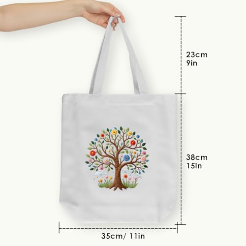 ERKOON Embroidery Canvas Tote Bag for Beginners, Needlepoint Arts Crafts Cross Stitch Kits for Adults Including Stamped Embroidery Bag with Hoops, Needle, Instruction and Color Threads (Tree) - color: Tree