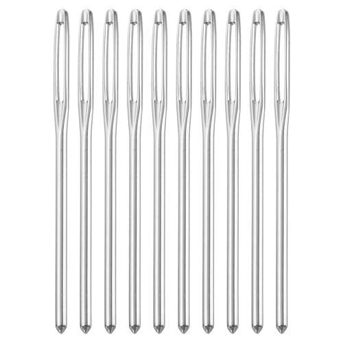 uxcell 100Pcs Large Eye Needles, 2.36" 2mm High Carbon Iron Embroidery Thread Needle Sewing Blunt Needle Knitting Needles for Hand Sewing Art Crafts, Silver - size: 2.0x60mm