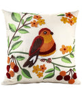 Embroidered Throw Pillow Cover, 20x20 Inch, Bird Branch - color: Tree Bird, size: 20" x 20" (Pack of 1)
