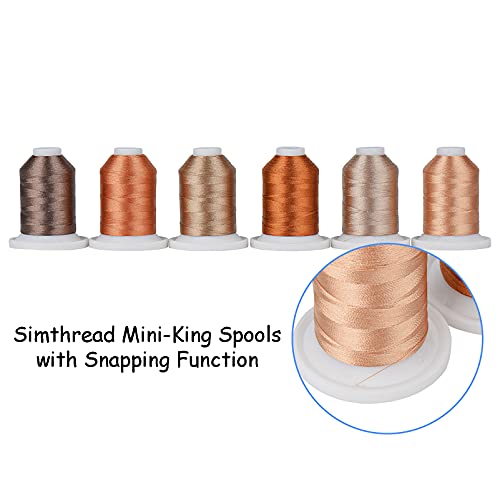 Simthread Embroidery Thread with Storage Box 800 Yards Snap Spools - color: Brown Colors