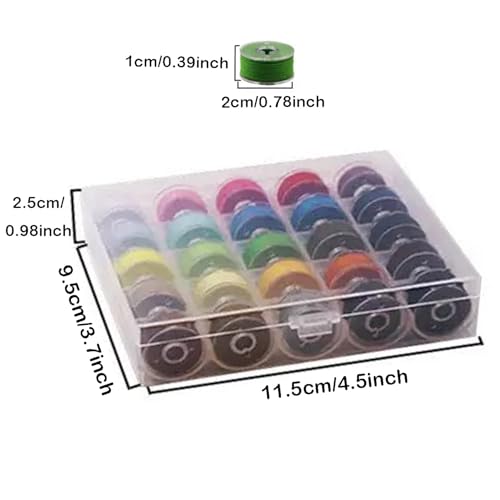 25pcs Colorful Sewing Thread with Storage Box and Spool Prewound Bobbins Polyester Thread for Hand Machine Sewing Embroidery - color: colorful