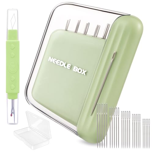 HUISUYTON Protable Magnetic Sewing Needles with Needle Threader Seam Ripper - color: Sewing Needles Set