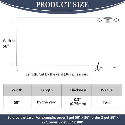 Thick Twill Fabric by The Yard, 58" W 0.75mm Polyester Twill Woven Lining Fabric Soft Excellent Luster Upholstery Fabric for Bags, Cushion, Chair, DIY Projects, 1 Yard Navy Blue - color: Navy Blue, size: Pre Cut - 1 Yard