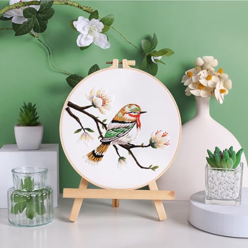 GLTAYLMY 3 Sets Embroidery Kit for Beginners Needlepoint Cross Stitch Kits for Adults,Stitch Learning DIY Kit with Easy Instruction,Stamped Bird Embroidery Patterns,Hoop,Threads,Sewing Hobby - color: BirdEK