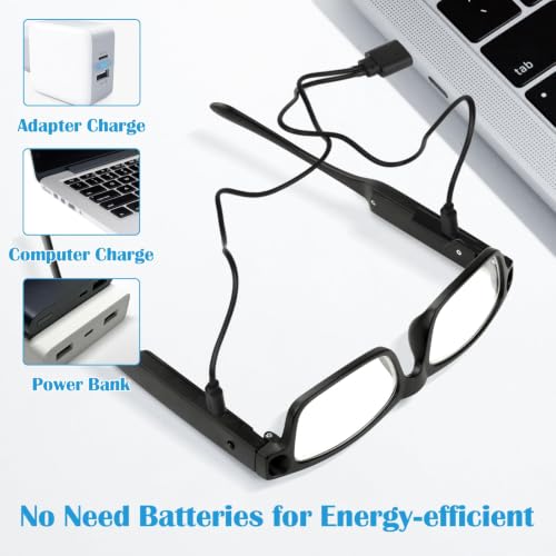 200% Magnifying Glasses with Light, USB Rechargeable LED Reading Glasses - color: Black