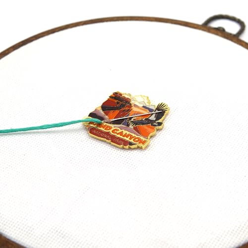 Awesome Pattern Studio Needle Minder Set - Grand Canyon National Park Magnetic Needle Minder + 2 Needle Threaders + Crane Scissors. Enamel Pin for Cross Stitch, Embroidery and Craft - size: Grand Canyon Modern Design - SET #2